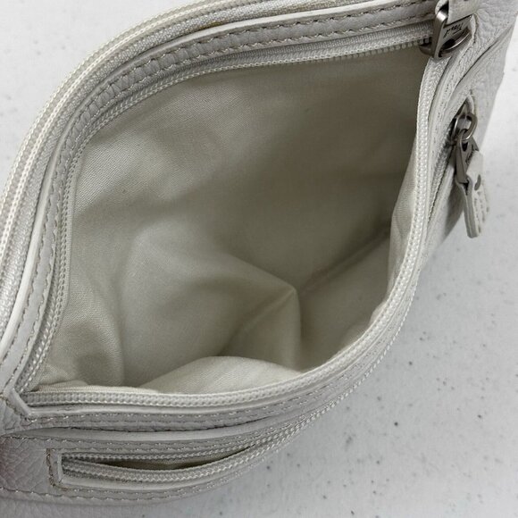 Fossil Pebbled Leather Small Hobo Wristlet Purse Off White - Picture 9 of 14